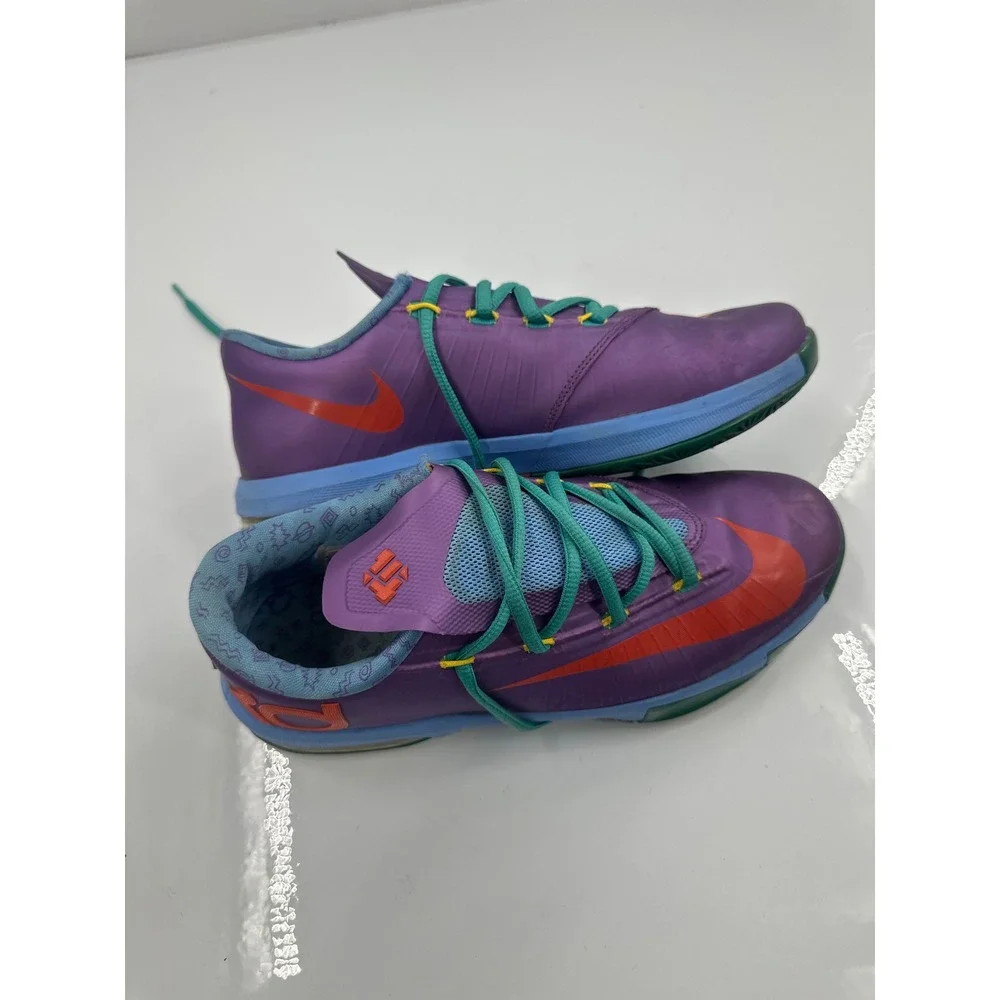Nike KD 6 Energy Purple Blue Green Basketball Shoes Mens 6Y Womens 7.5